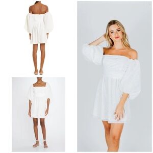 NWT Tanya Taylor Josette Floral Off The Shoulder Puffed-Sleeve A-Line Mini Dress